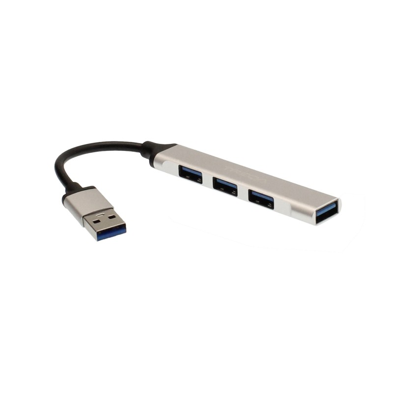 Αντάπτορας Hub USB 3.0 4 θυρών και Type C αρσενικό σε USB θηλυκό ασημί USB-3 TREQA