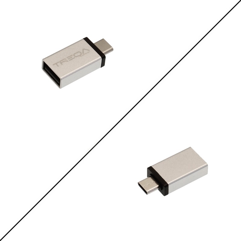 Αντάπτορας Hub USB 3.0 4 θυρών και Type C αρσενικό σε USB θηλυκό ασημί USB-3 TREQA