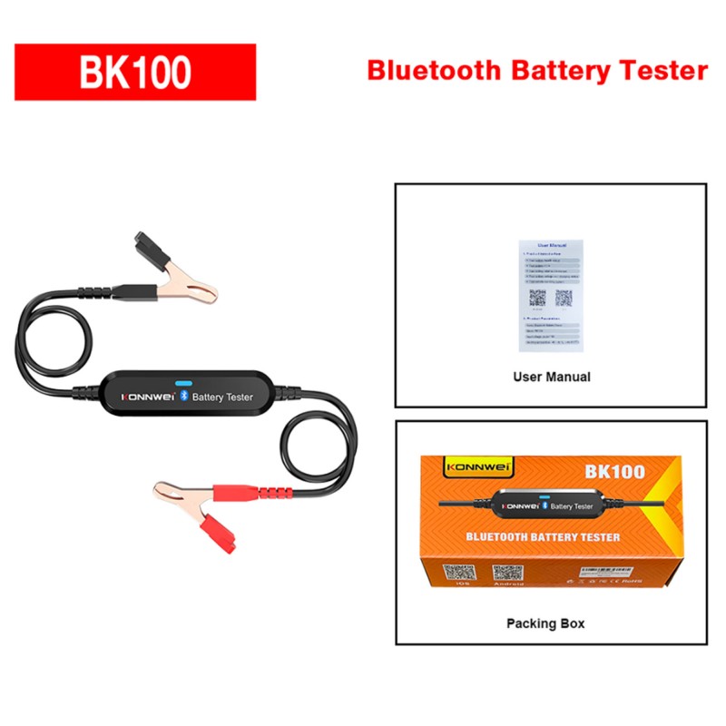 Διαγνωστικό μπαταριών 12V Bluetooth για Android και iOS μαύρο BK100 Konnwei