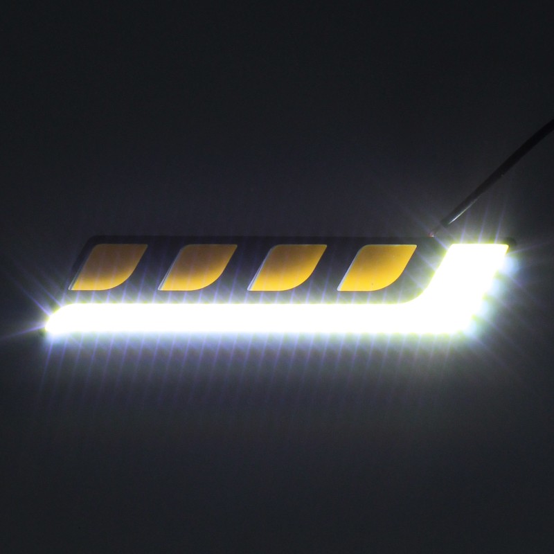Φώτα ημέρας προβολάκια LED 5 COB 12V ψυχρό λευκό και πορτοκαλί IP65 16cm 2 τεμ. OEM
