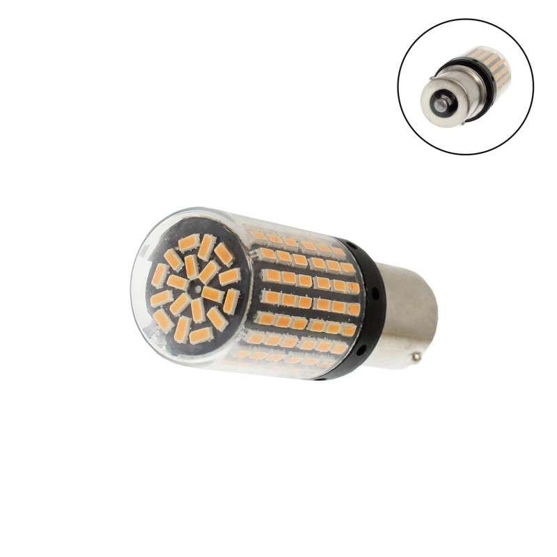 Μονοπολική λάμπα LED 1156 BA15S 144 SMD 12V/24V 10W 900LM πορτοκαλί 1 τεμ. OEM