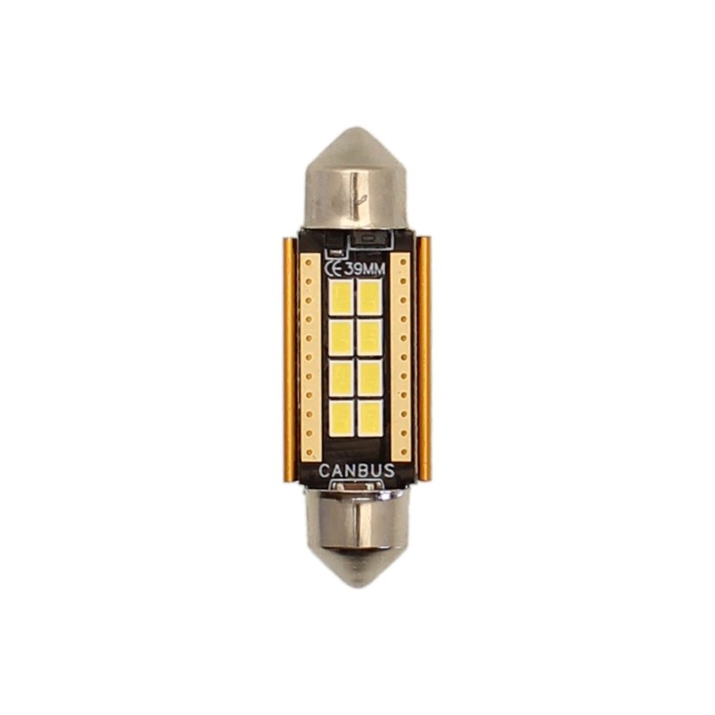 C5W LED Λαμπτήρας Πλαφονιέρας 39mm 12-24V Canbus 8 SMD 1800LM Ψυχρό Λευκό 6000K 1 Τεμάχιο OEM