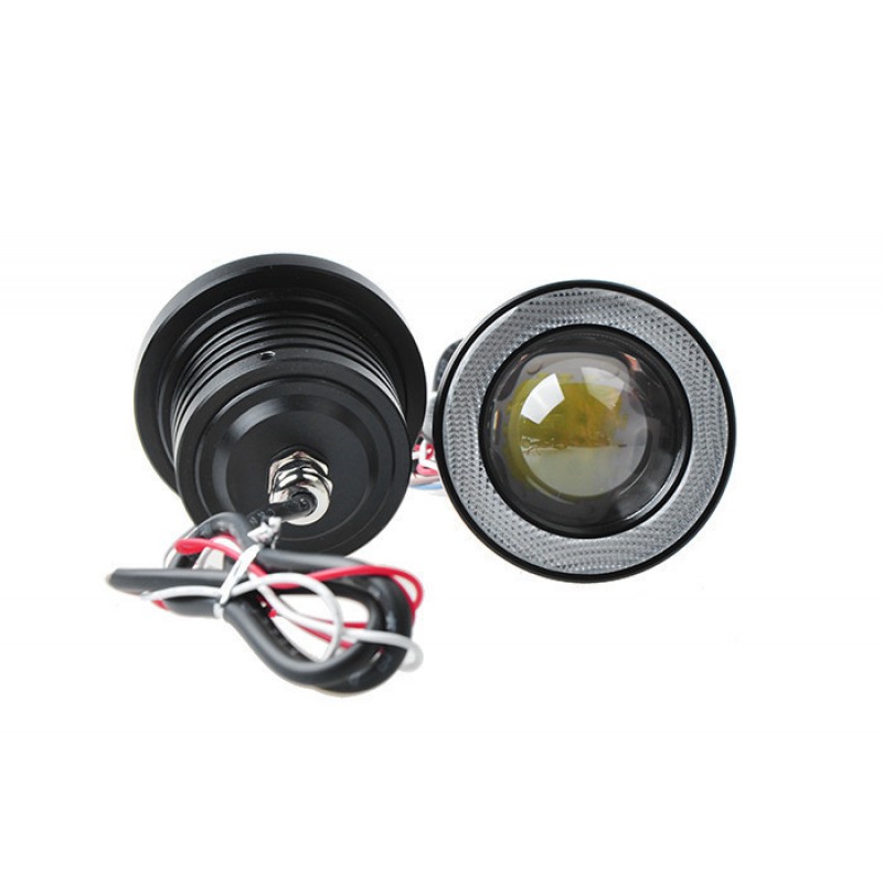 2 Χ Universal fog φώτα ομίχλης αλουμινίου LED COB Angel Eyes λευκό 2.5 ίντσες 64mm R500 IP65 OEM