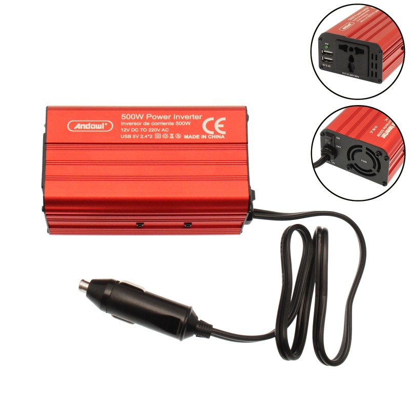 Μετατροπέας τάσης DC 12V σε AC 220V με 2 θύρες USB 5V 2A για αναπτήρα αυτοκινήτου Q-N7001 Andowl