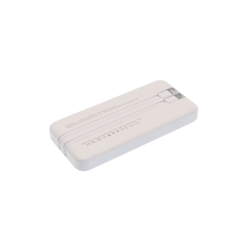 Powerbank με Θύρες USB και Type C 10000 mAh 22.5W με Ενσωματωμένα Καλώδια Φόρτισης Λευκό R25 TAKEMORE