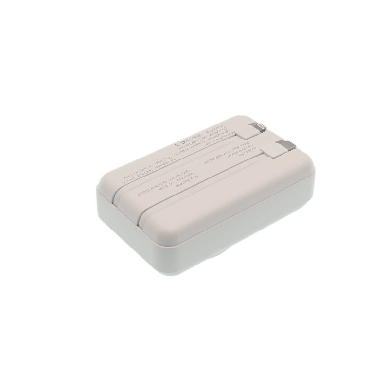 Powerbank με Θύρες USB και Type C 20000 mAh 66W με Ενσωματωμένα Καλώδια Φόρτισης Λευκό R29 TAKEMORE