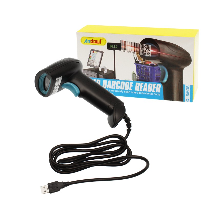 Ενσύρματο Barcode Scanner USB 1D/2D/QR laser μαύρο Q-SM3B Andowl