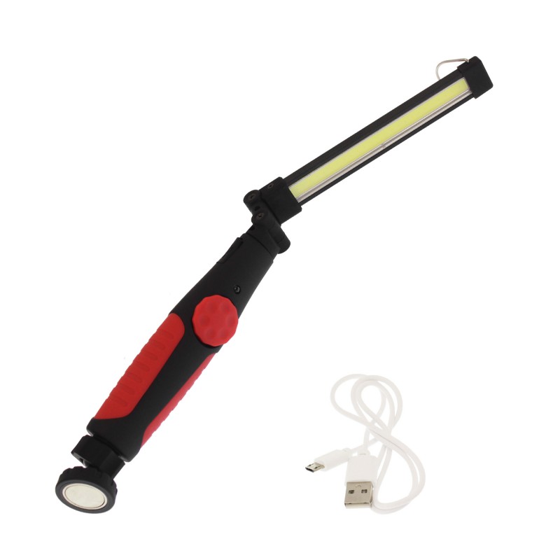 Επαναφορτιζόμενος LED φακός USB  με περιστρεφόμενη κεφαλή κάθετα 360° και οριζόντια 270° μαύρο-κόκκινο MX-W55A