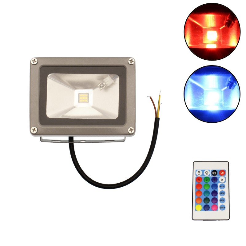 LED αδιάβροχος προβολέας dimmable 10W RGB με τηλεχειριστήριο RGB ee1653