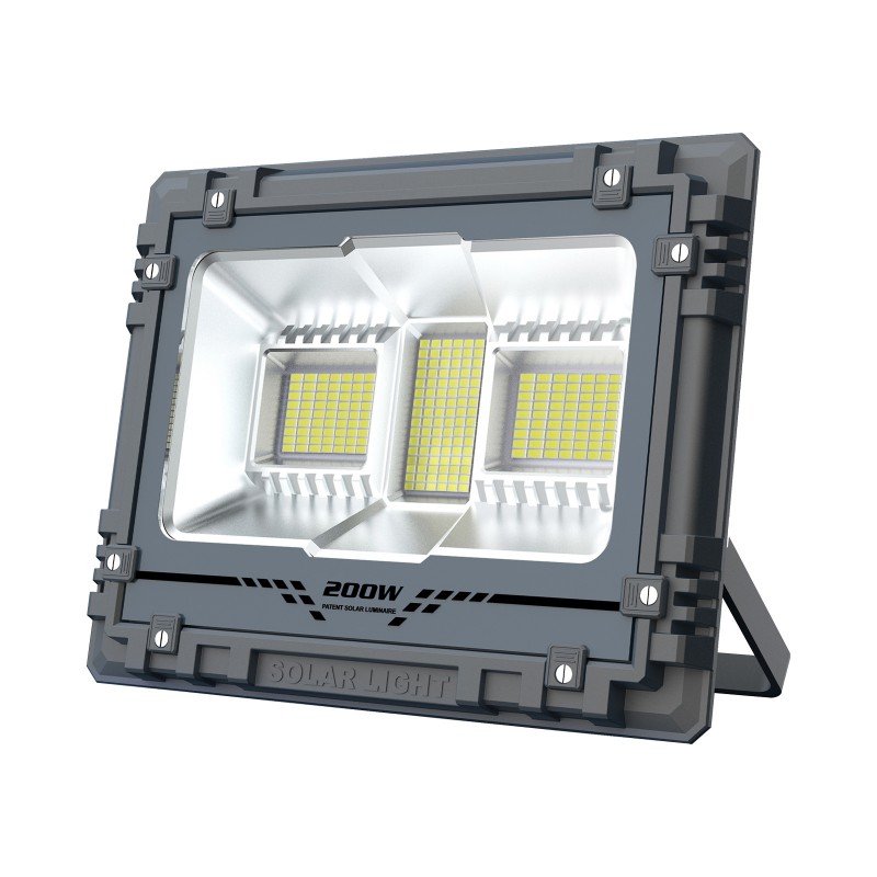 Αδιάβροχος ηλιακός προβολέας LED 200W 222 SMD ψυχρό λευκό 6000K IP67 με ηλιακό πάνελ και τηλεχειριστήριο MJ-AW200