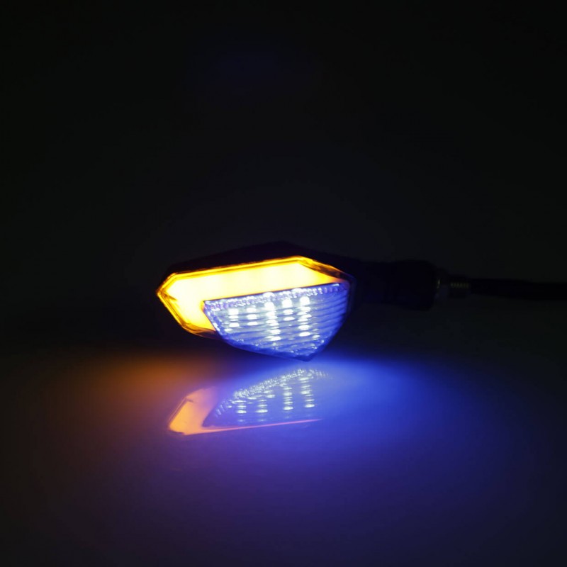 Φλάς μηχανής 22 SMD LED πορτοκαλί και μπλε universal σετ 2 τεμ. 12V IP65 TWIN BRO D-200-BY